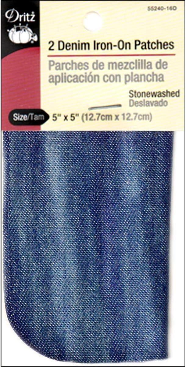 imageDritz 5524016D Patches IronOn Denim Stonewashed 5 x 5Inch 2CountColors May Vary