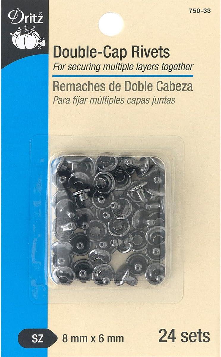 imageDritz 75033 DoubleCap Rivets Gunmetal 8mm x 6mm 24SetsBrushed Brass