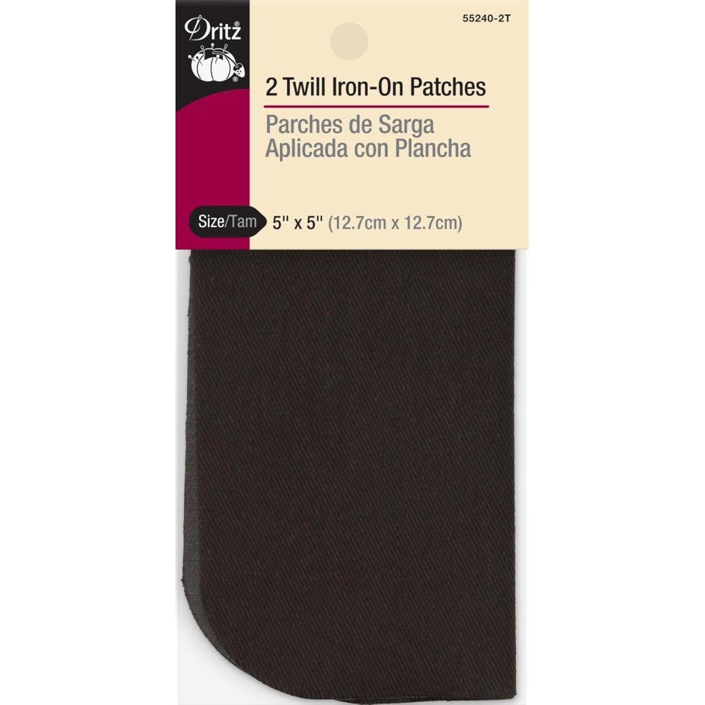 imageDritz 55283 Patches IronOn Twill Assorted Sizes ampamp Colors 16CountBrown