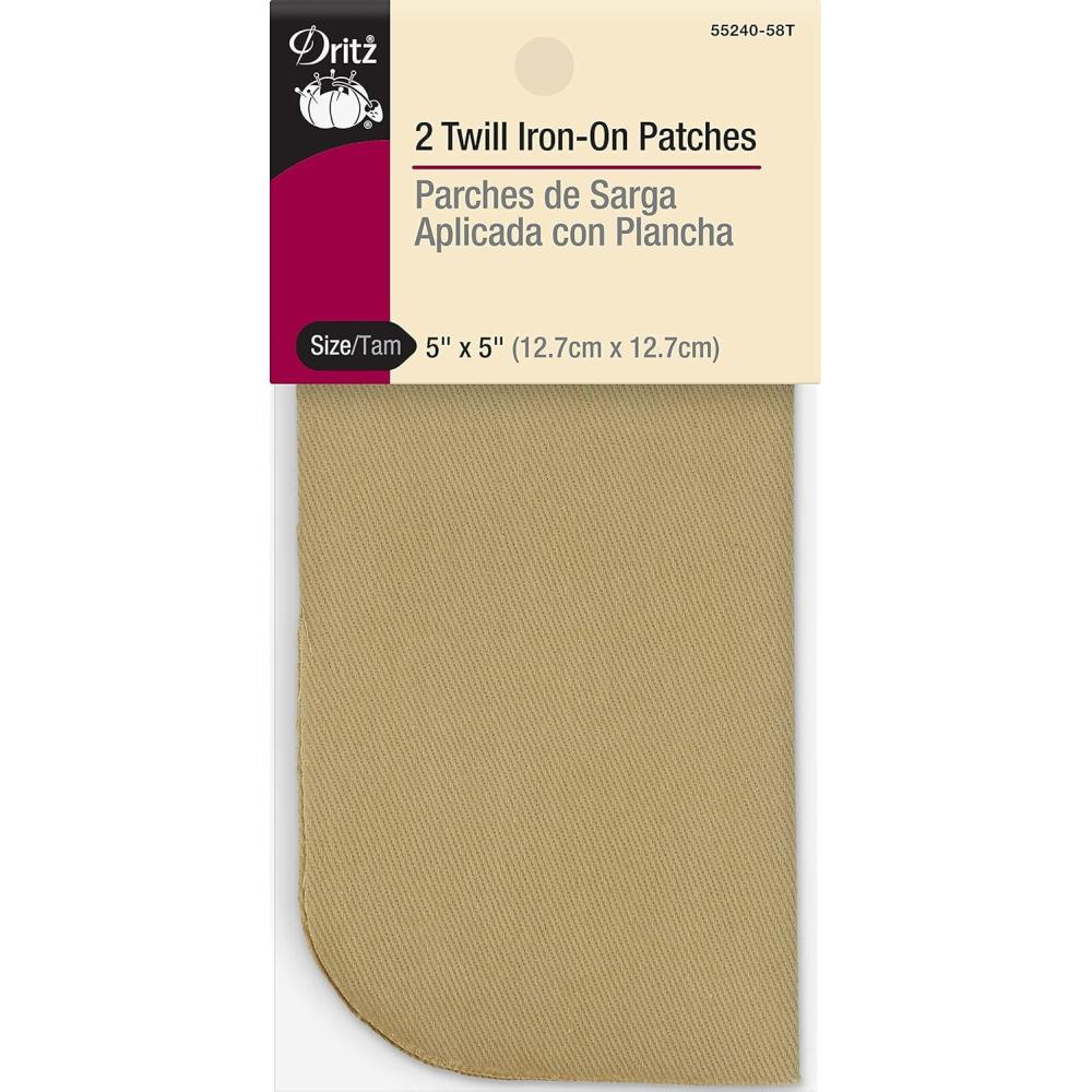 imageDritz 55283 Patches IronOn Twill Assorted Sizes ampamp Colors 16CountKhaki