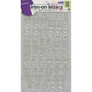 imageDritz 15514 Ironon Letters Embroidered Block 1Inch White 1SheetSilver