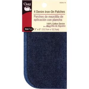 imageDritz 5524016D Patches IronOn Denim Stonewashed 5 x 5Inch 2CountLight  Dark Blue