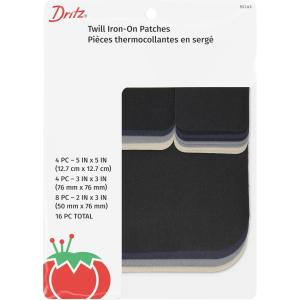 imageDritz 55283 Patches IronOn Twill Assorted Sizes ampamp Colors 16CountAssorted Colors