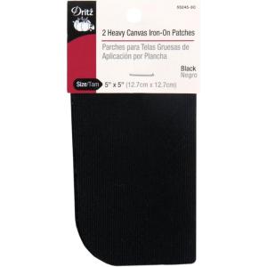imageDritz Heavy Canvas IronOn Patches 5 x 5Inch 2 Count BlackBlack
