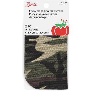 imageDritz Heavy Canvas IronOn Patches 5 x 5Inch 2 Count BlackCamouflage Green