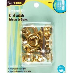 imageDritz Home 44389 Grommet Kit 10 Sets with Tools 716Inch ZincPlated Brass  SilverBrass