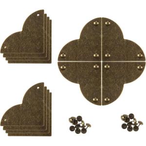 imageDritz Home 4479338 Campaign Hardware Large Smooth Quatrefoil Corner Antique Brass 3Pack