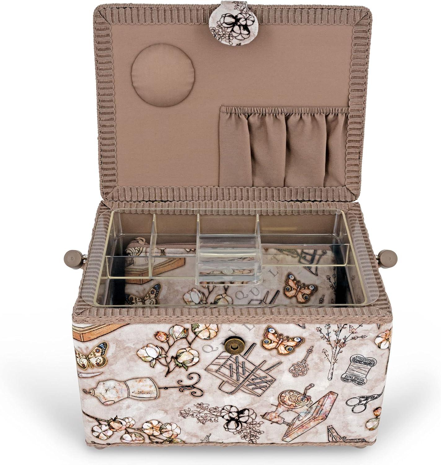imageDritz Sewing Basket Circle 1275X775 Large Multicolor RetroVintage inspired sewing print