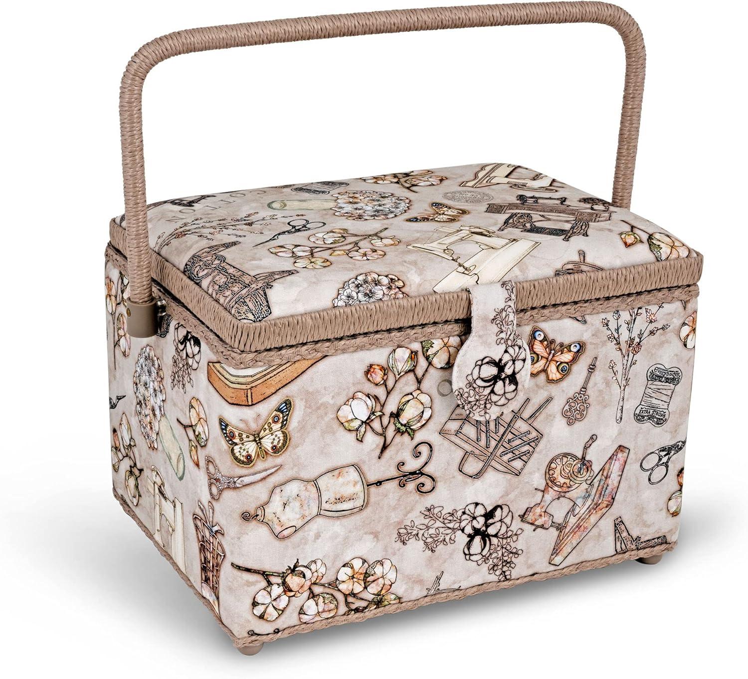 imageDritz Sewing Basket Circle 1275X775 Large Multicolor RetroVintage inspired sewing print
