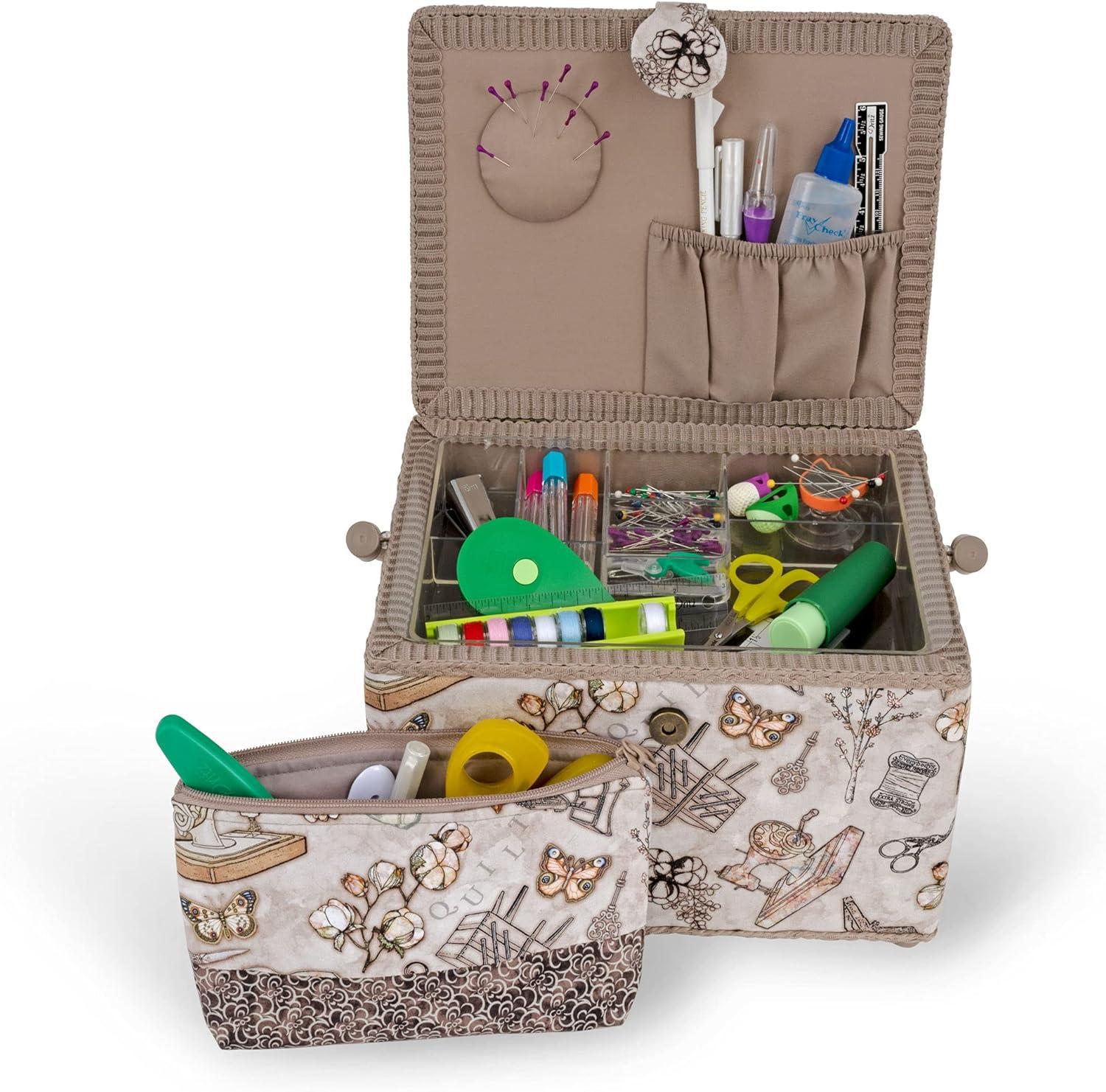 imageDritz Sewing Basket Circle 1275X775 Large Multicolor RetroVintage inspired sewing print