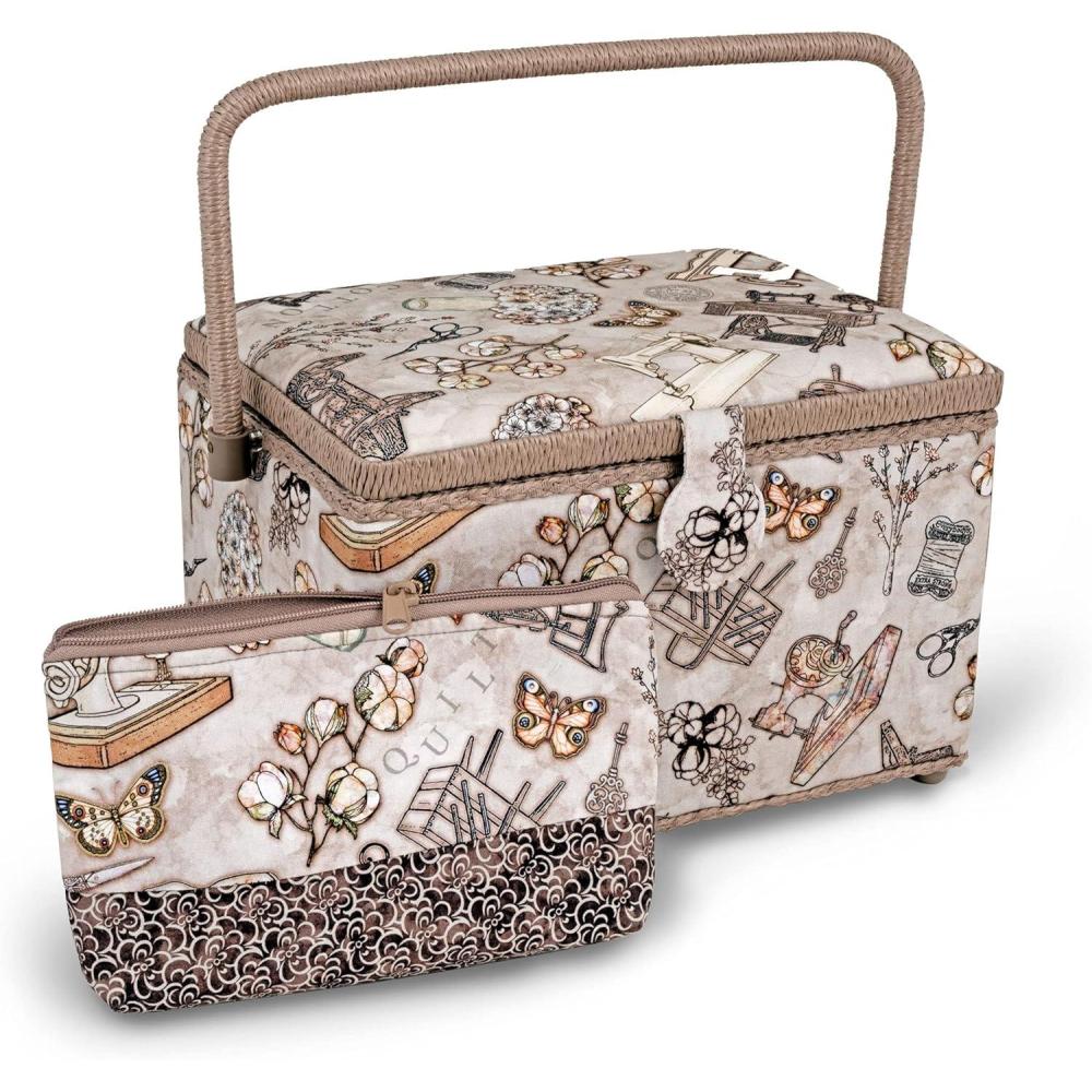 imageDritz Sewing Basket Circle 1275X775 Large Multicolor RetroVintage inspired sewing print
