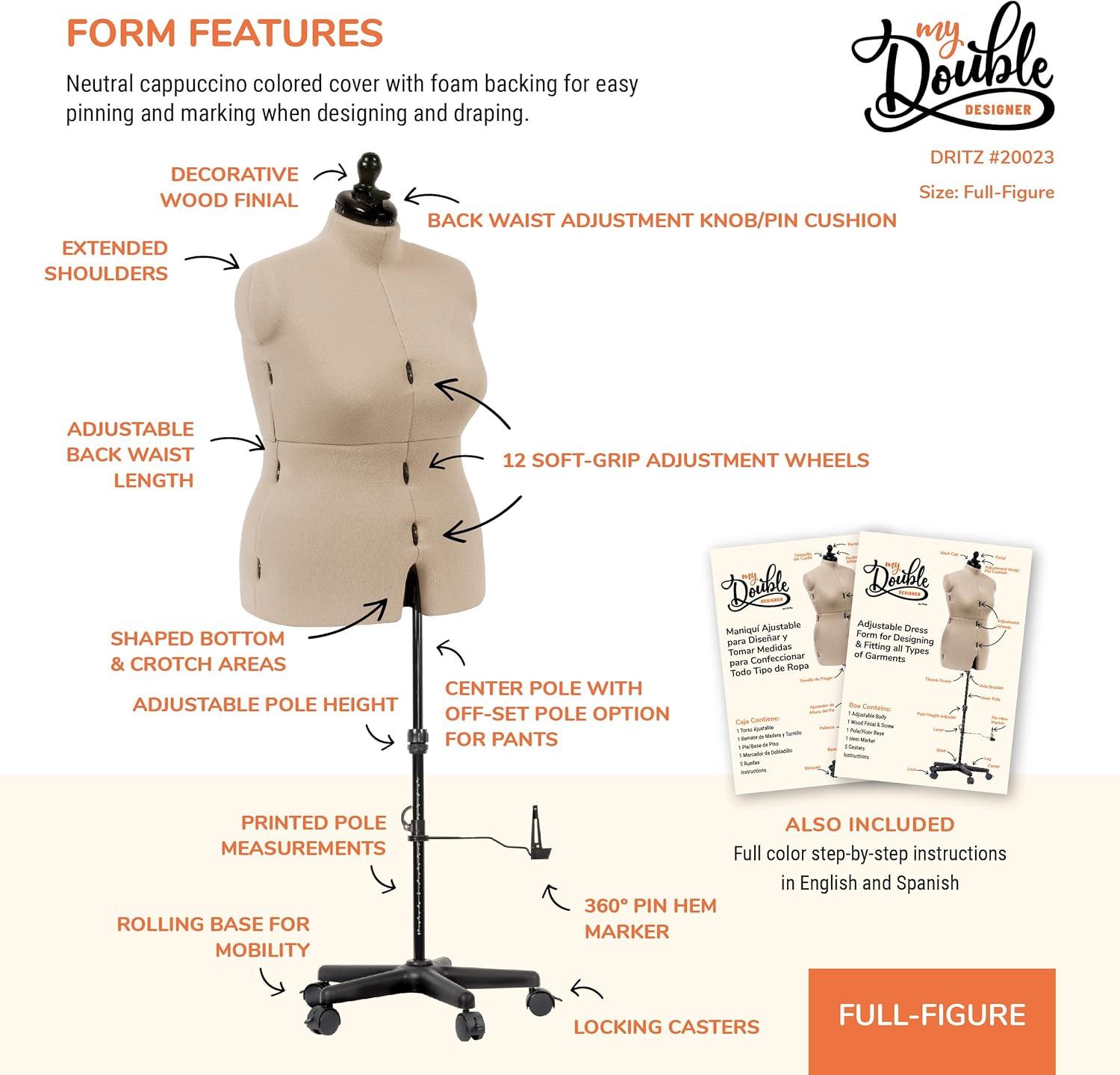 imageDritz My Double Designer Adjustable Dress Form FullFigure IvoryFullFigure