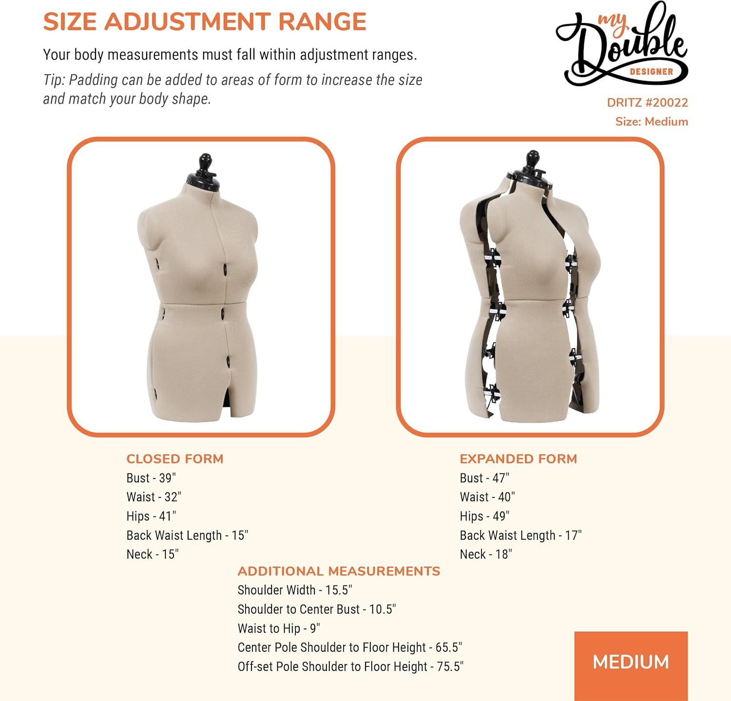 imageDritz My Double Designer Adjustable Dress Form FullFigure IvoryMedium