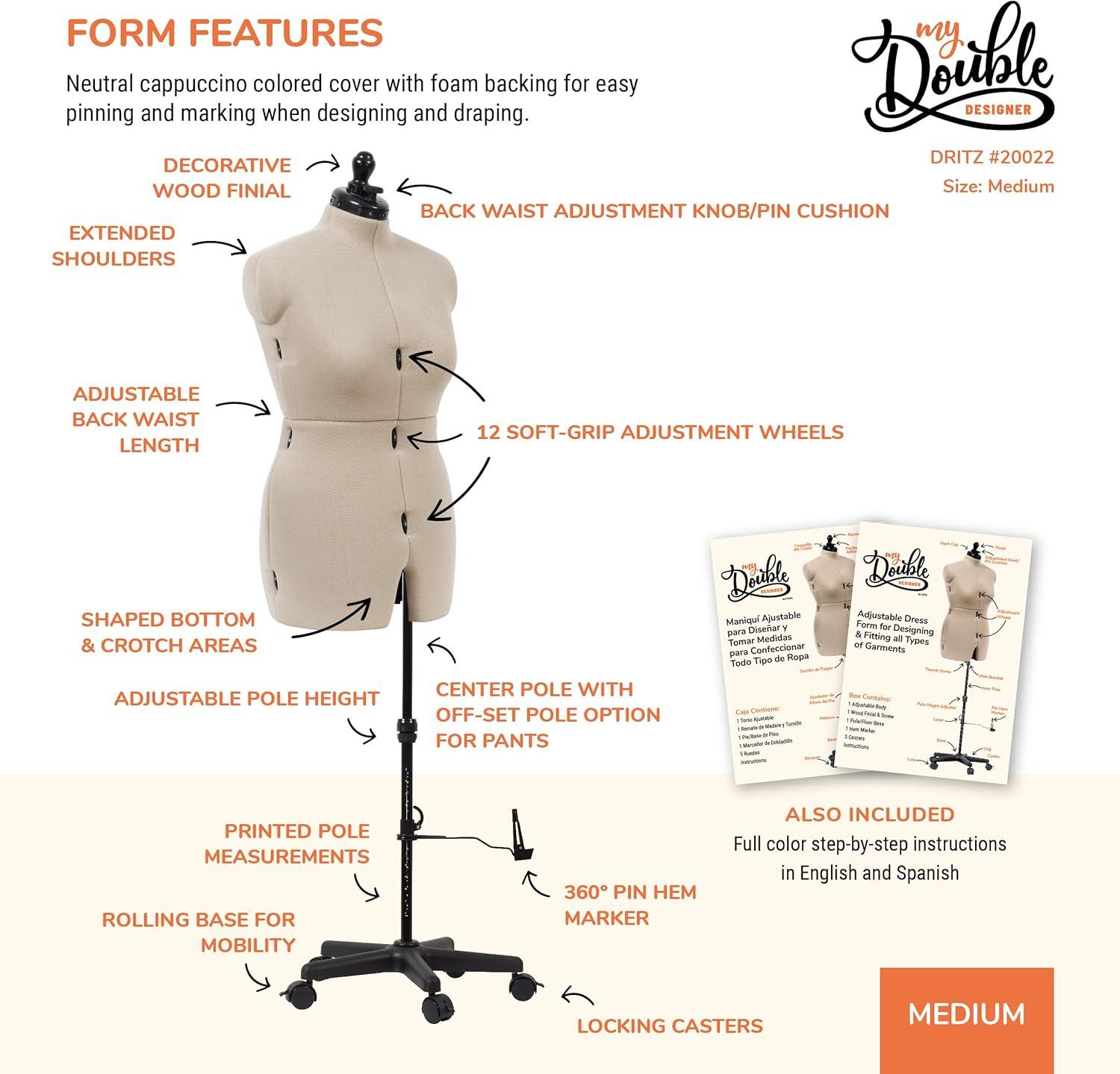 imageDritz My Double Designer Adjustable Dress Form FullFigure IvoryMedium