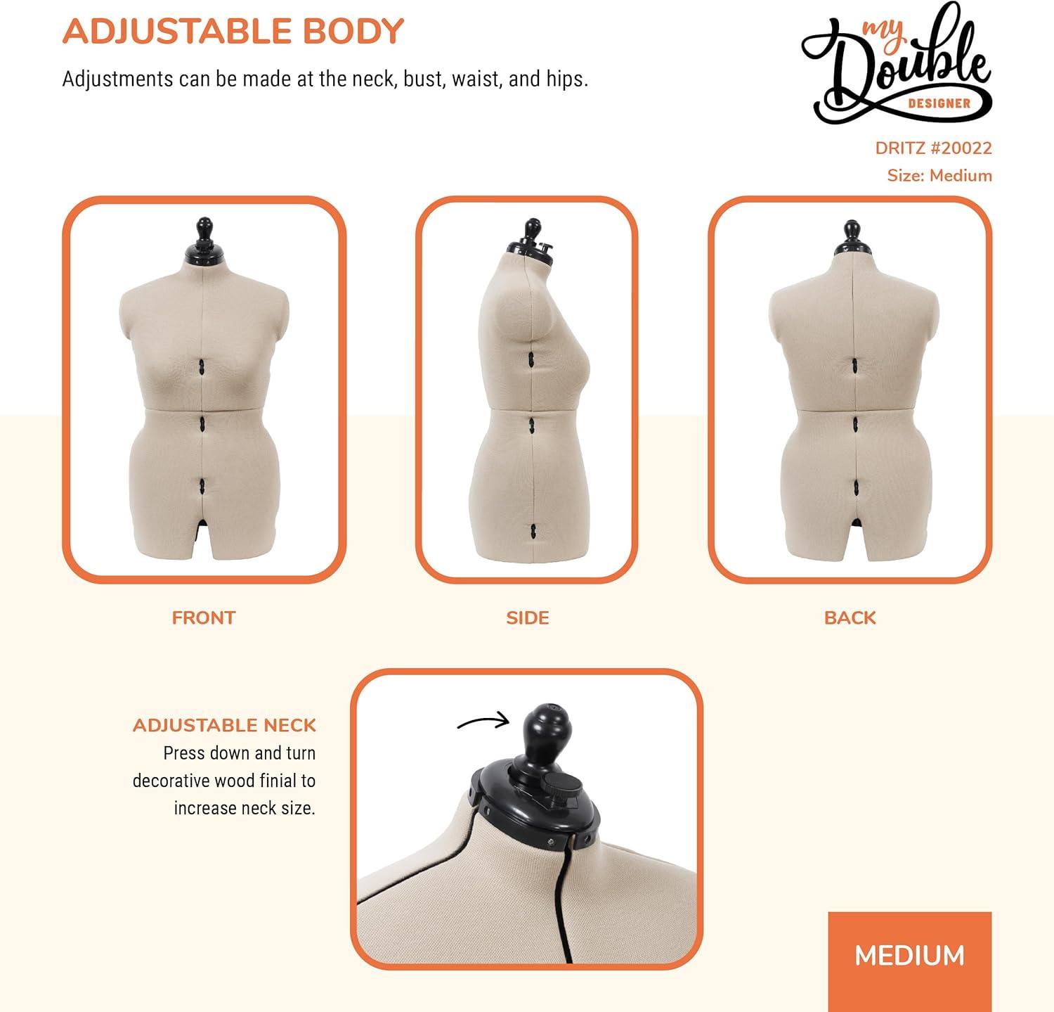 imageDritz My Double Designer Adjustable Dress Form FullFigure IvoryMedium