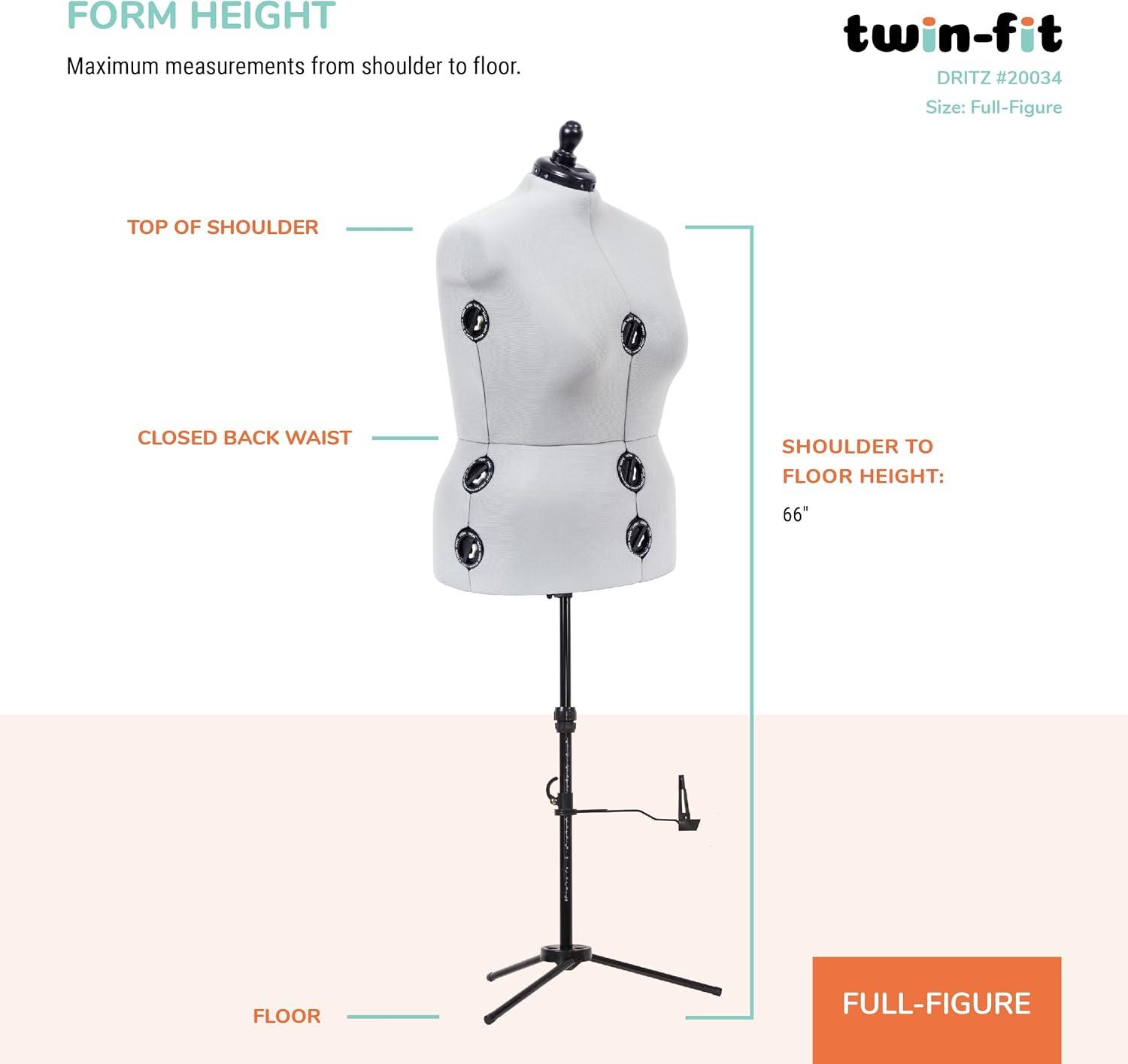 imageDritz TwinFit Adjustable Dress Form Small Silver GrayFullFigure