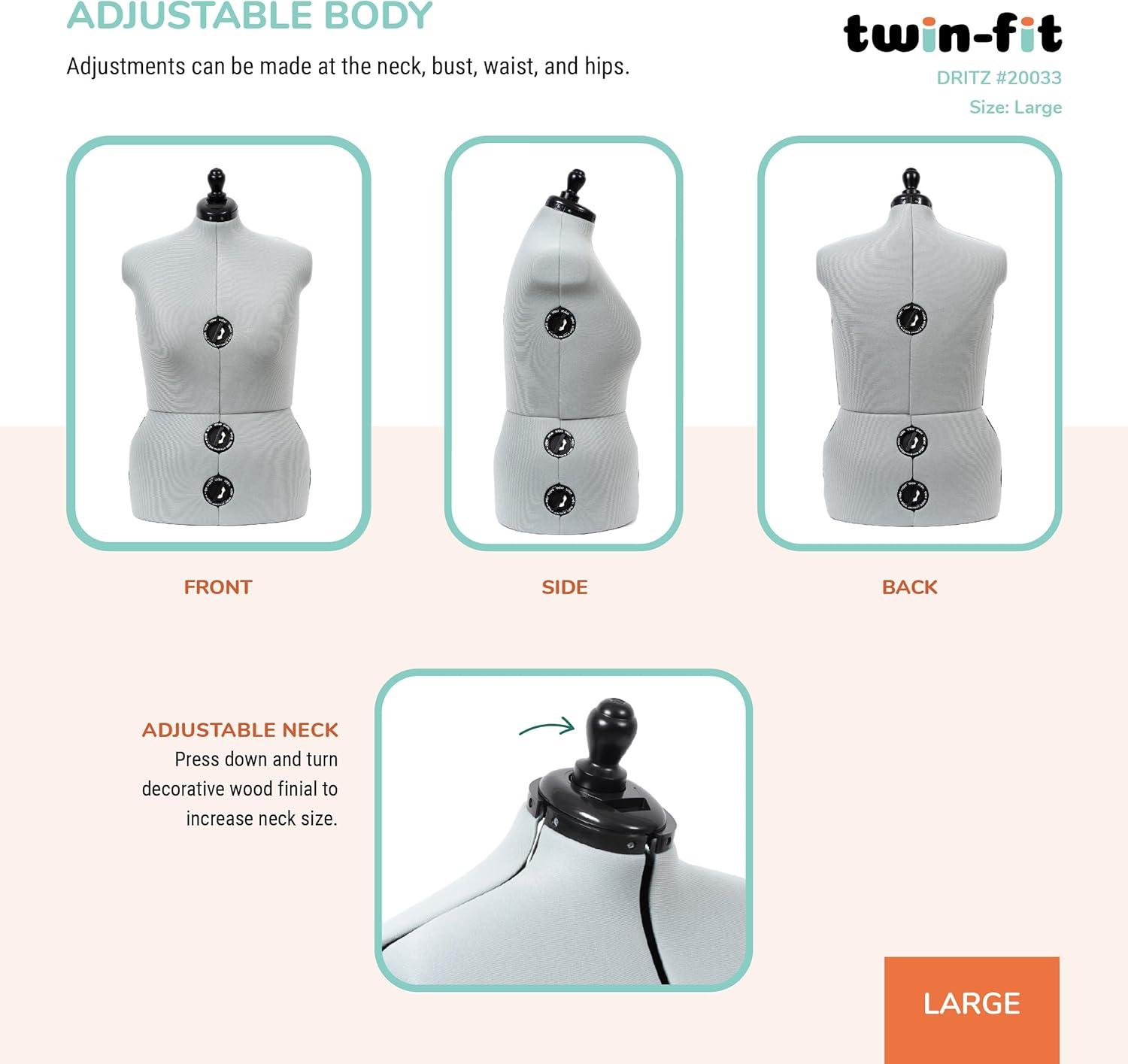 imageDritz TwinFit Adjustable Dress Form Small Silver GrayLarge