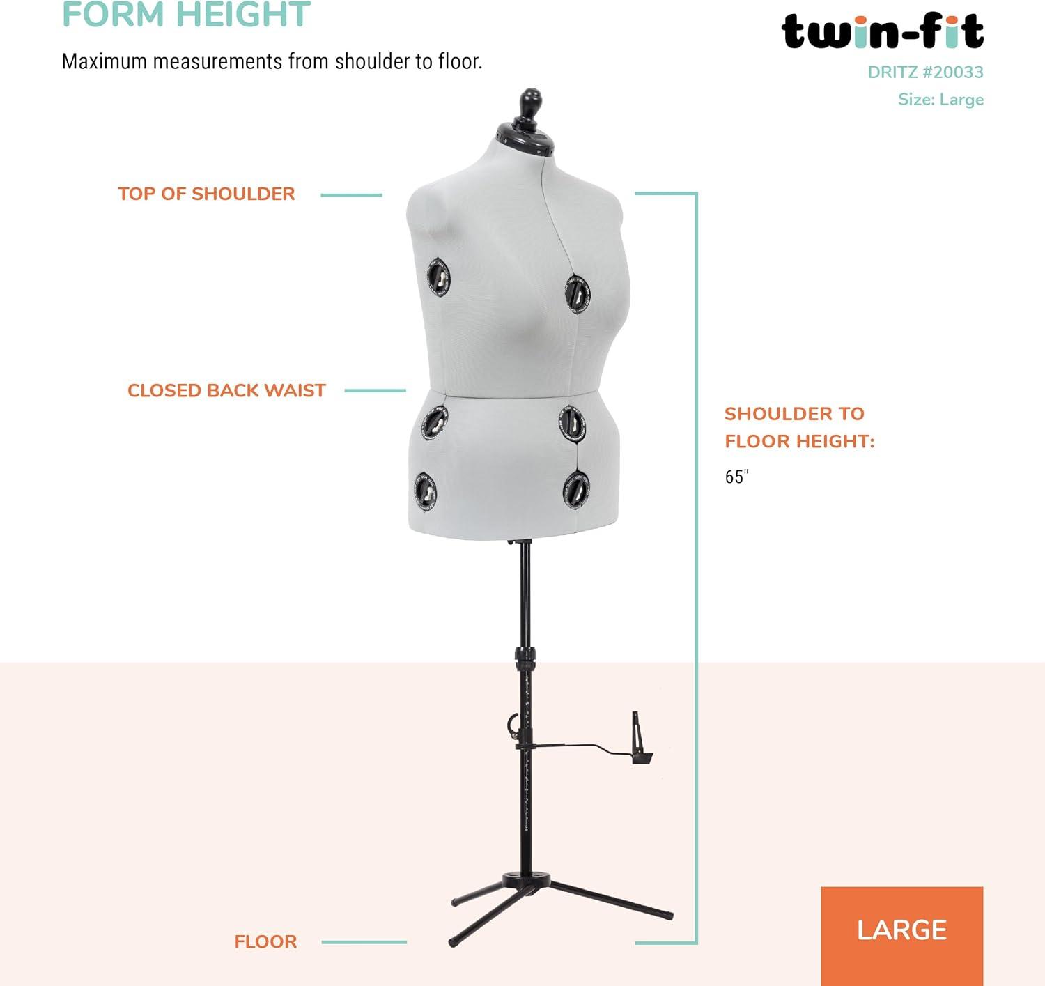 imageDritz TwinFit Adjustable Dress Form Small Silver GrayLarge