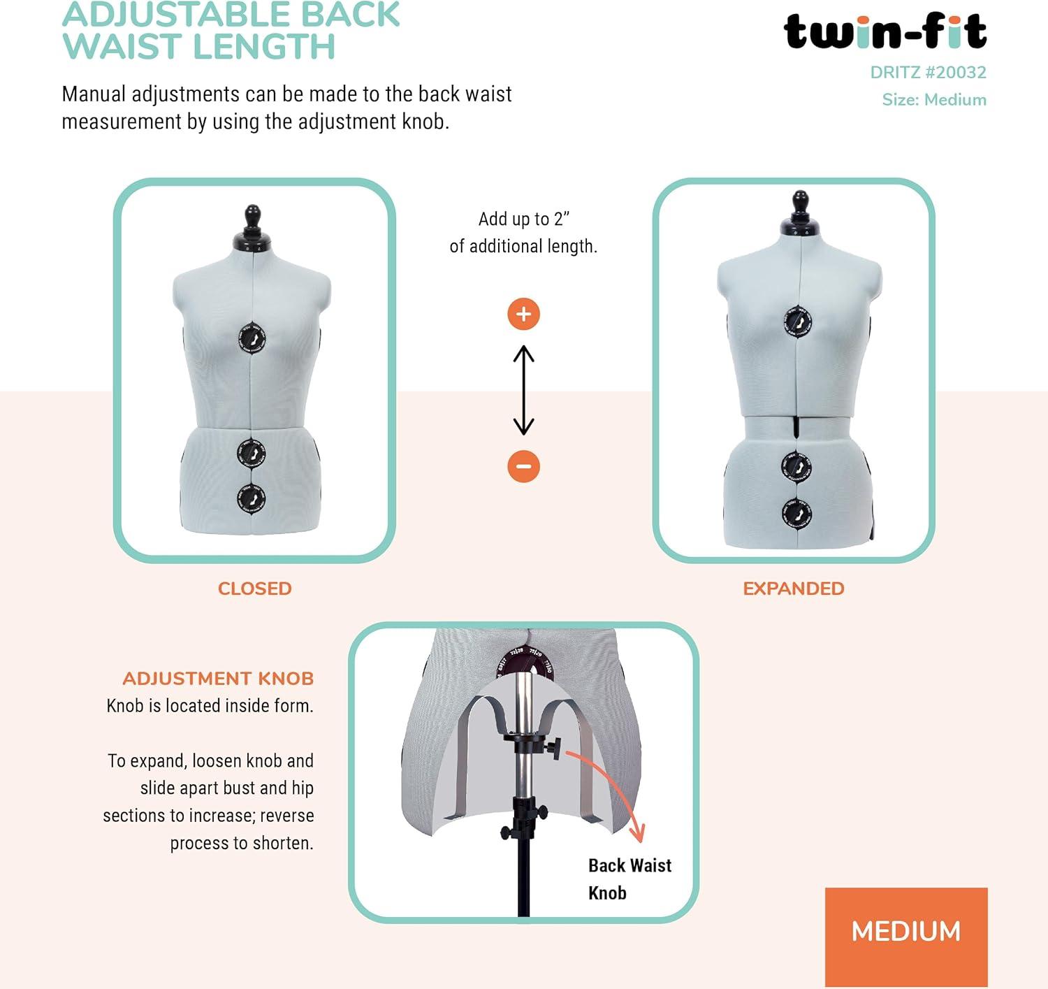 imageDritz TwinFit Adjustable Dress Form Small Silver GrayMedium
