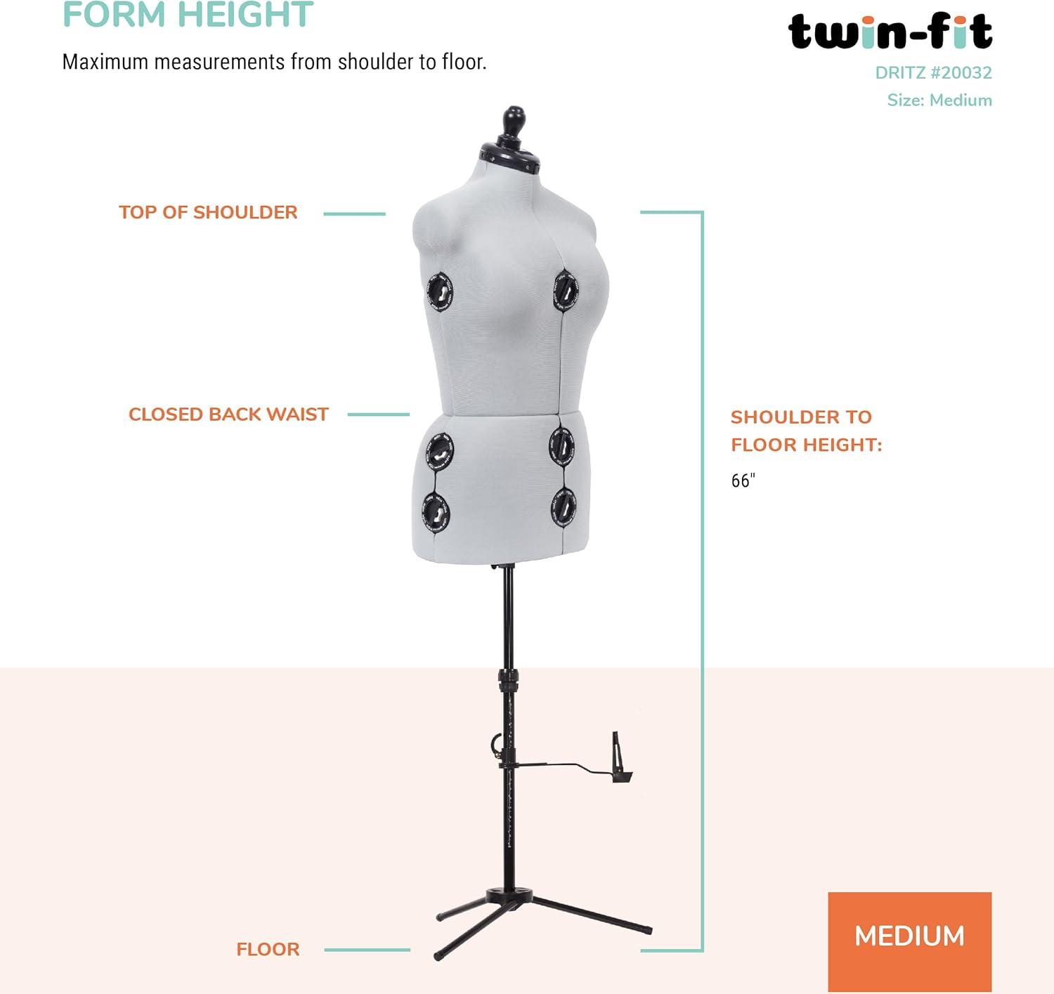 imageDritz TwinFit Adjustable Dress Form Small Silver GrayMedium