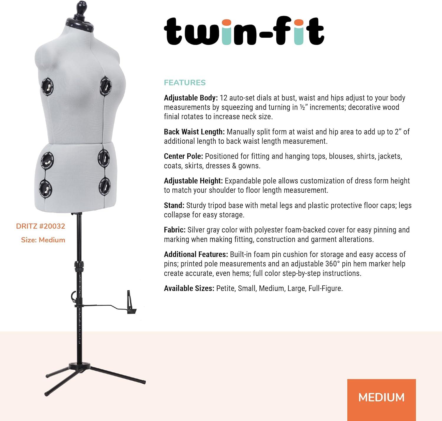 imageDritz TwinFit Adjustable Dress Form Small Silver GrayMedium