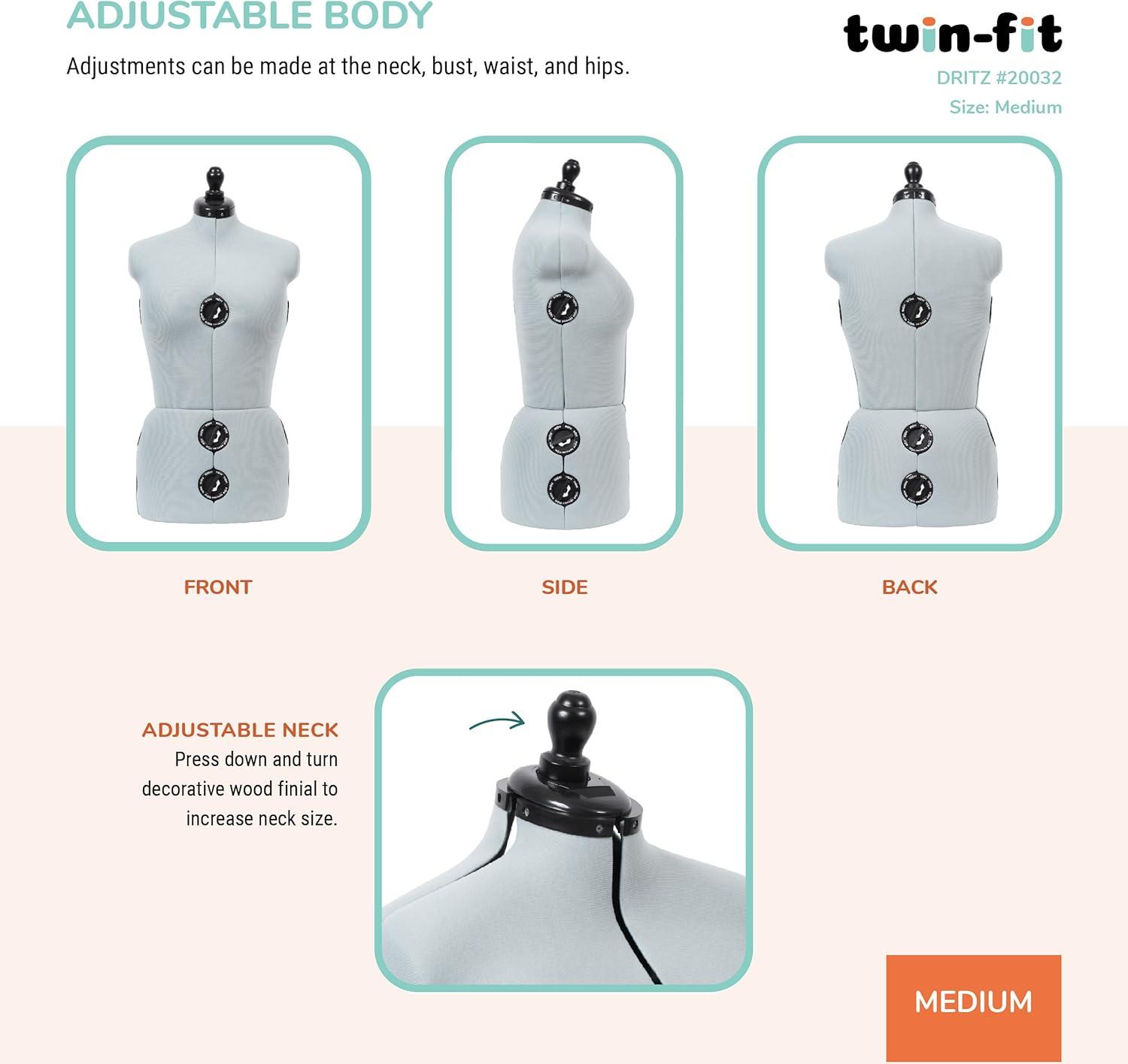imageDritz TwinFit Adjustable Dress Form Small Silver GrayMedium