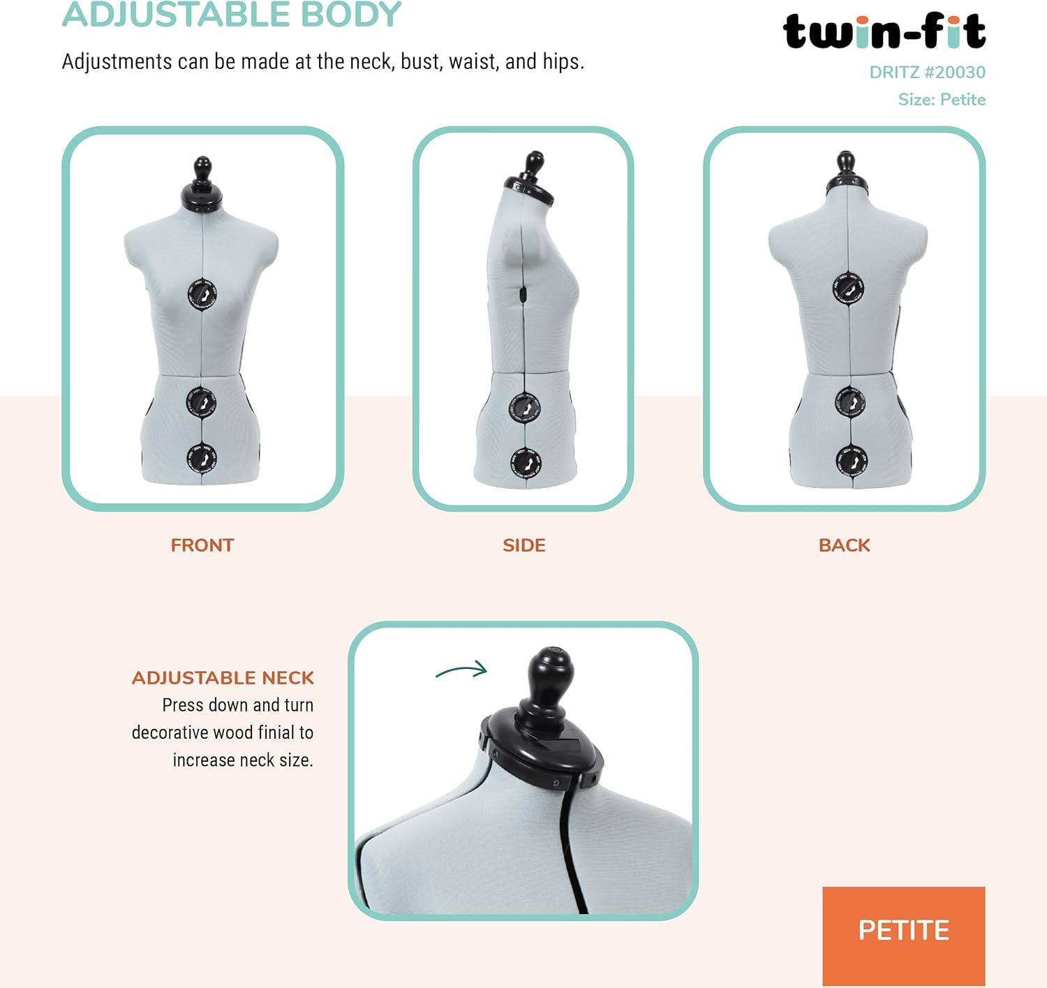 imageDritz TwinFit Adjustable Dress Form Small Silver GrayPetite