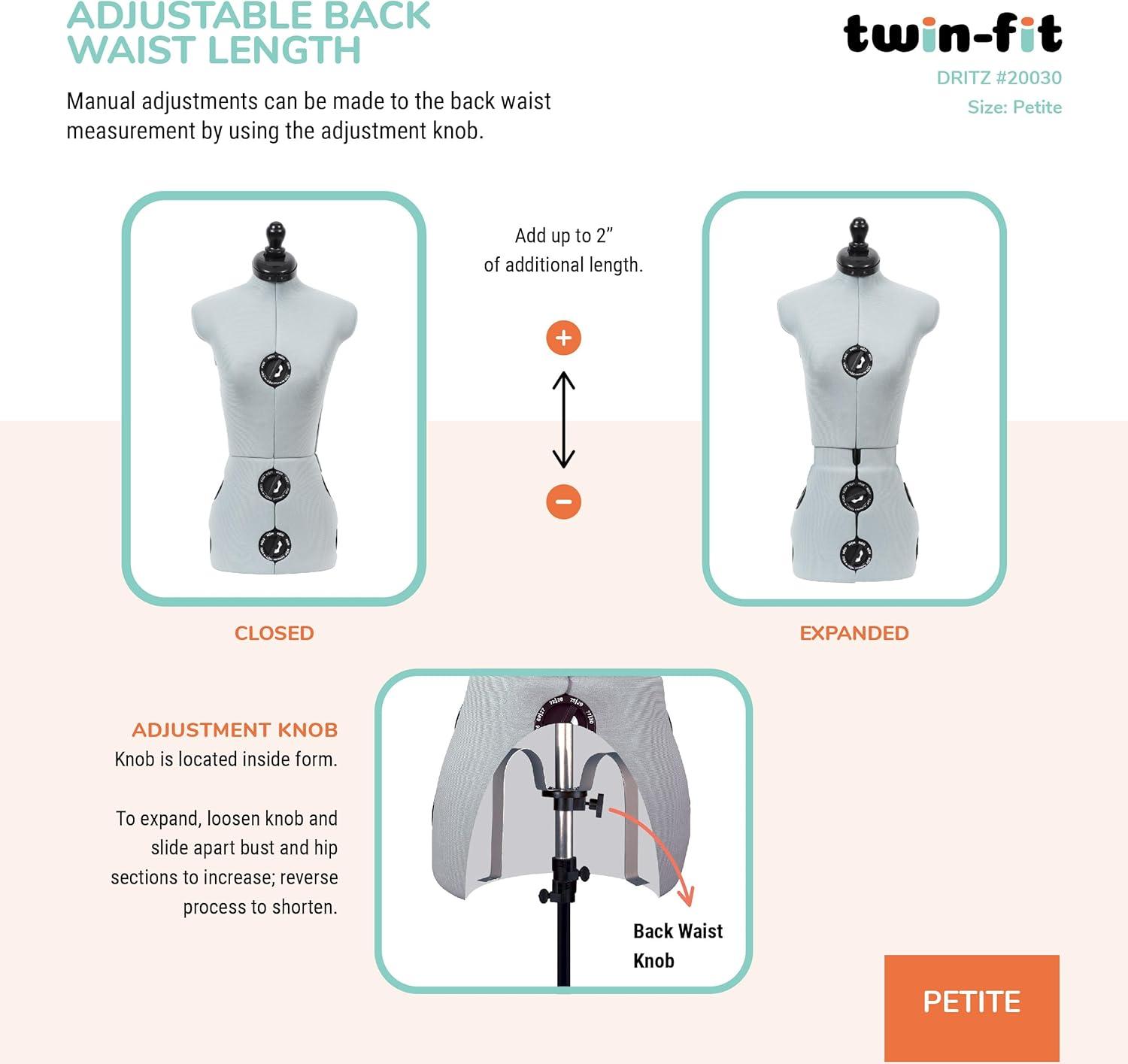 imageDritz TwinFit Adjustable Dress Form Small Silver GrayPetite