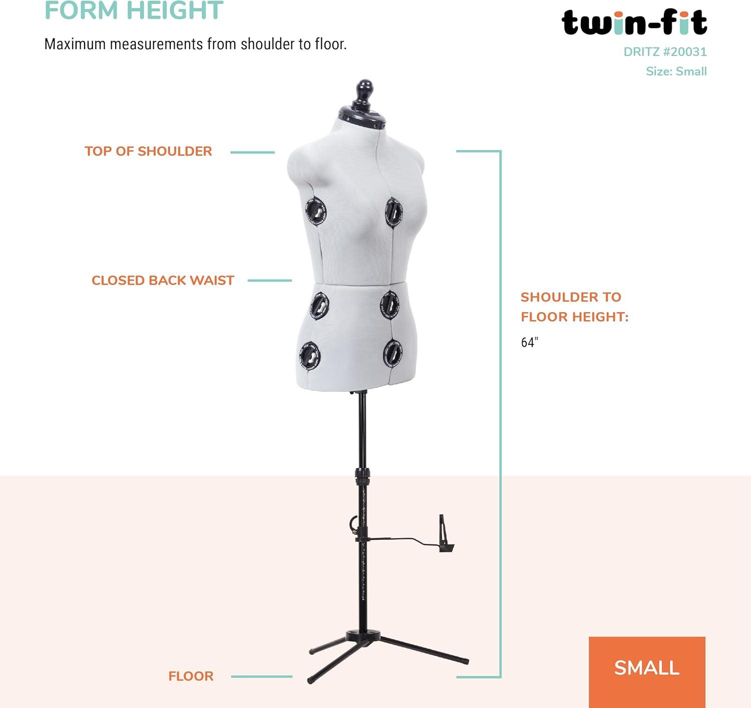 imageDritz TwinFit Adjustable Dress Form Small Silver GraySmall