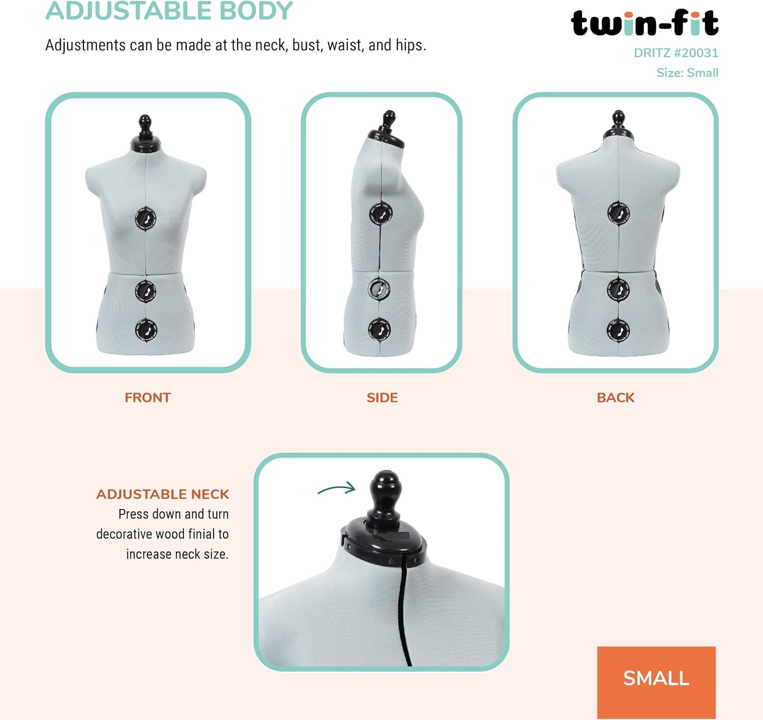 imageDritz TwinFit Adjustable Dress Form Small Silver GraySmall