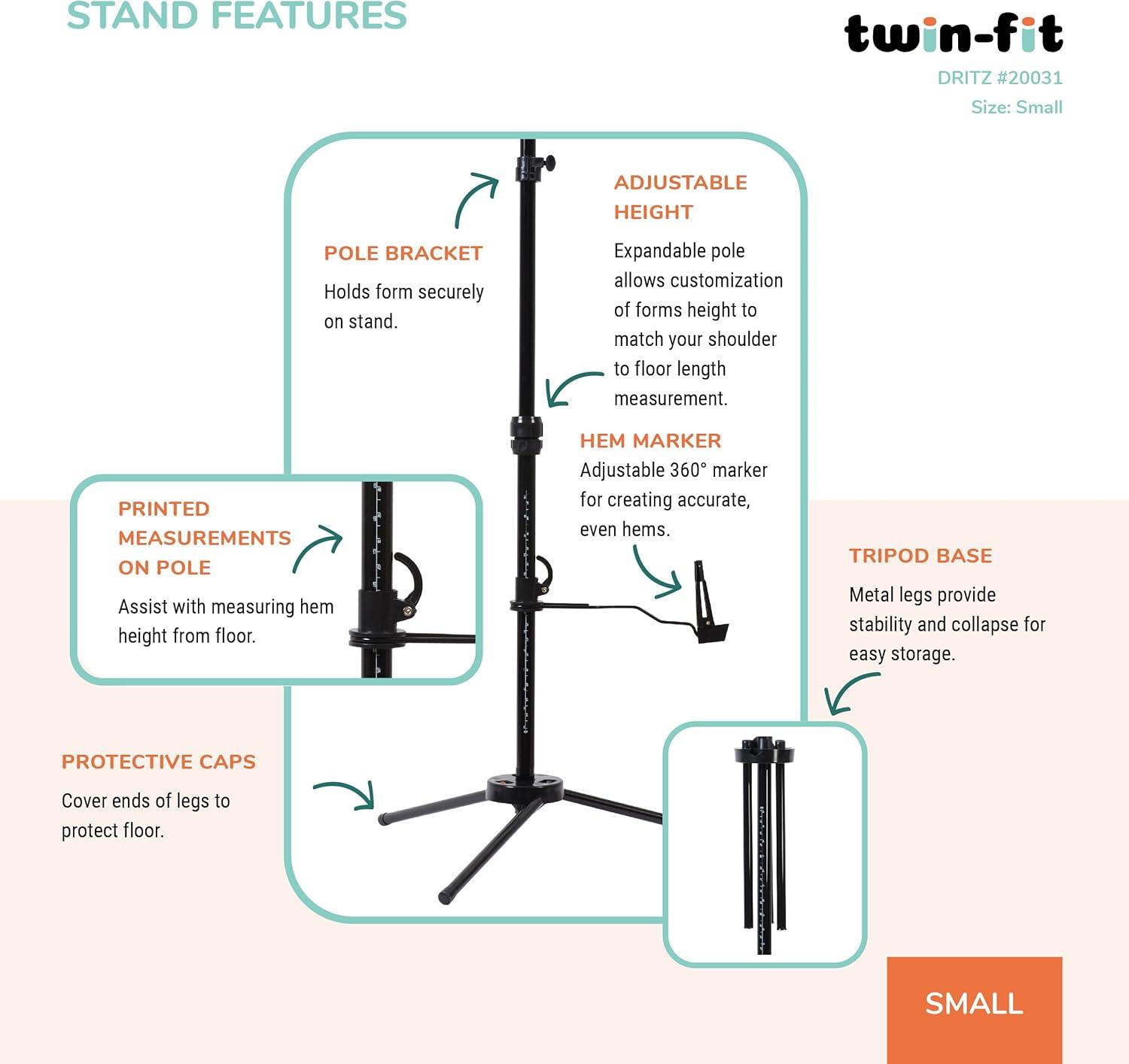 imageDritz TwinFit Adjustable Dress Form Small Silver GraySmall