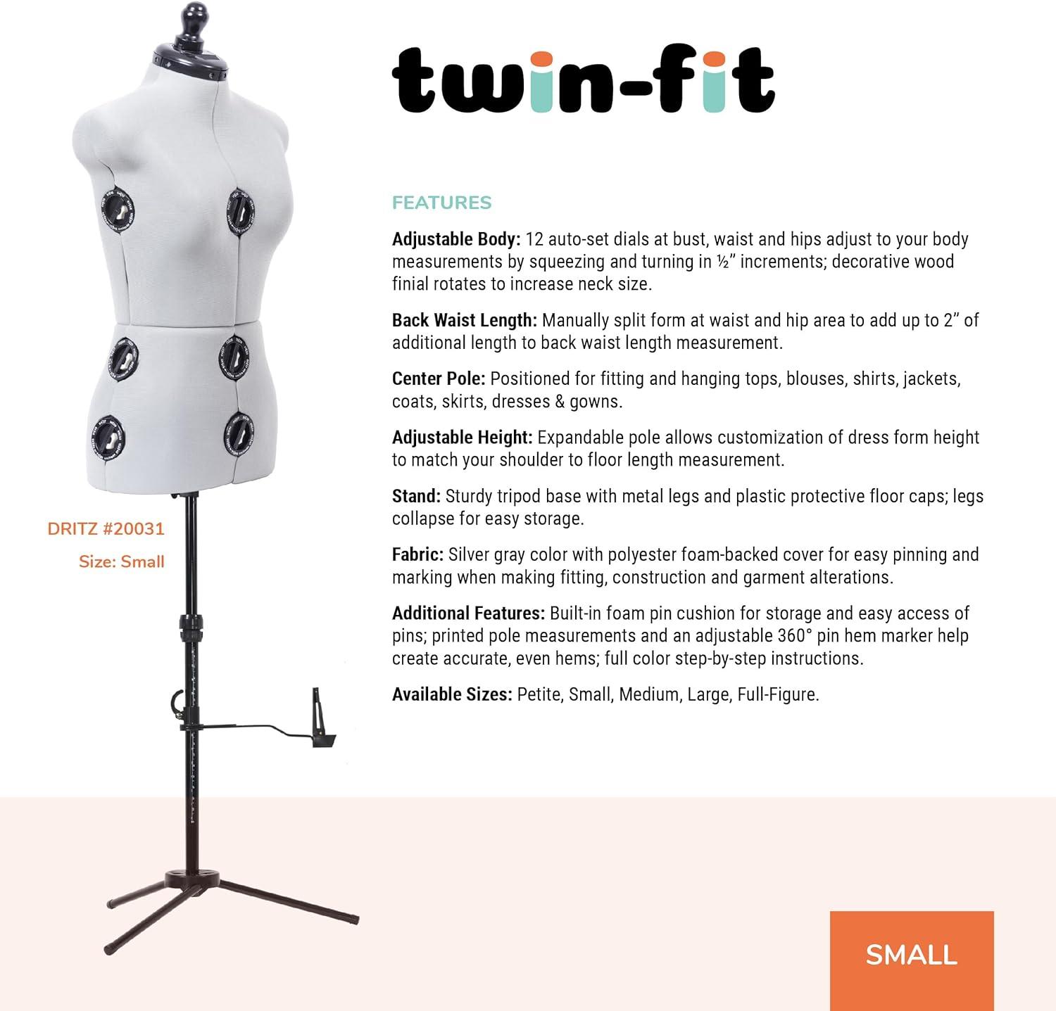 imageDritz TwinFit Adjustable Dress Form Small Silver GraySmall