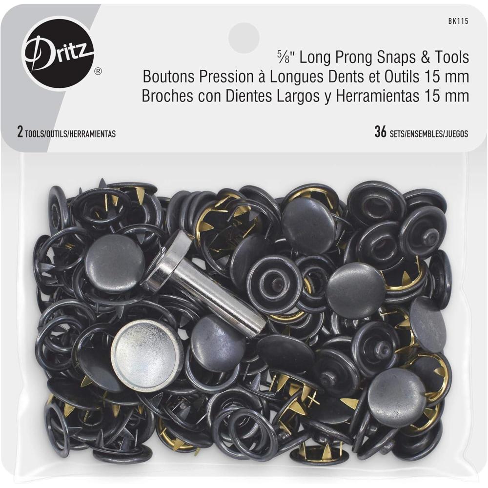 imageDritz 58quot Long Prong Tools Black Snaps 58quot 36 Sets Count