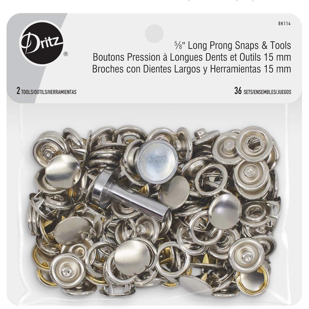 imageDritz 58quot Long Prong Tools Silver Snaps 58quot 36 Sets Nickel CountNickel
