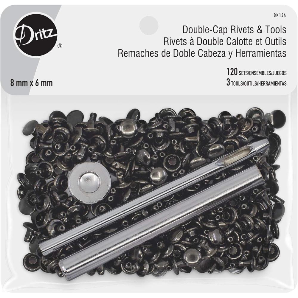 imageDritz Double Cap Nickel Includes Rivets ampamp Tools FastenersGunmetal