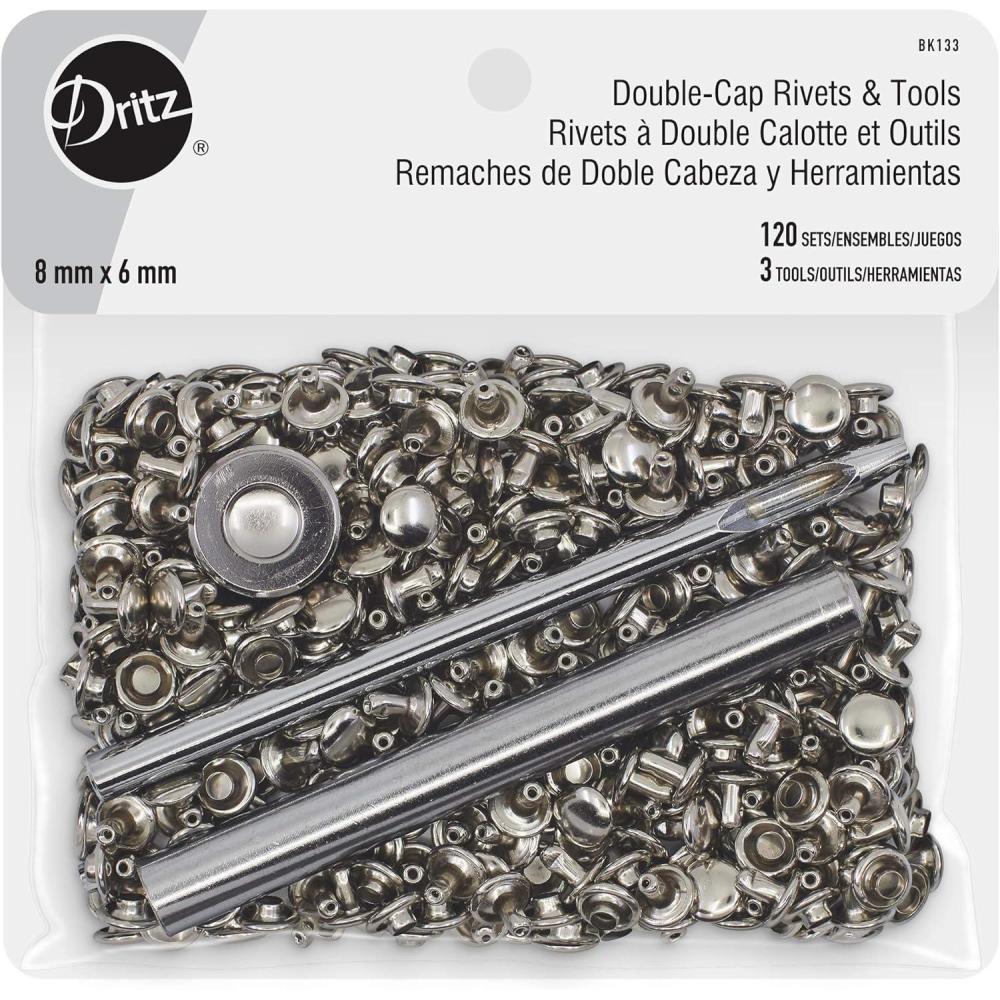 imageDritz Double Cap Nickel Includes Rivets ampamp Tools FastenersNickel