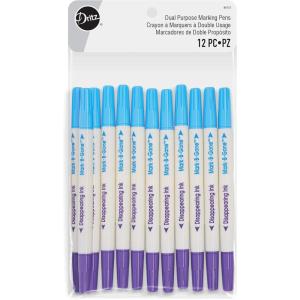 imageDritz Dual Purpose BGone ampamp Disappearing Ink 12 pc Marking Pens BluePurple Count