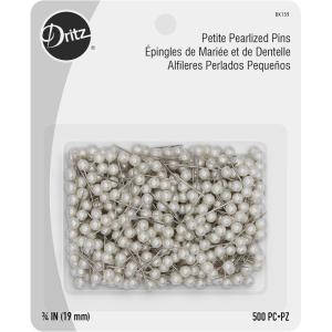imageDritz Petite Pearlized Size 12 34in White Pearl Heads PinsStraight