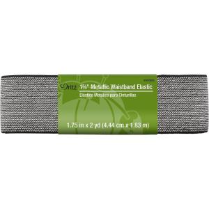imageDritz 134quot 2Yards Long Black ampamp Silver Metallic Waistband Elastic 175quot x2yd