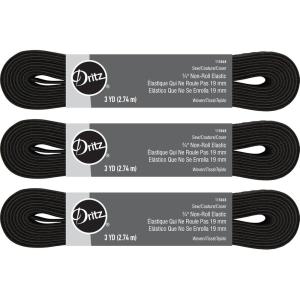 imageDritz 3Pack 34quot Black 3 yd 9 Yards Total NonRoll Sewing Elastic 3 Pack
