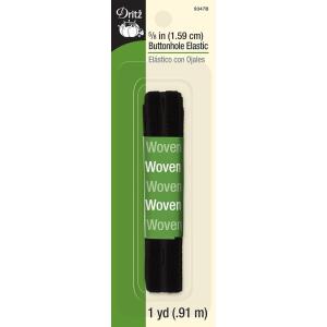 imageDritz 9347B Buttonhole Woven Elastic Black 58Inch by 1YardBlack