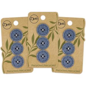imageDritz Round Stitch Natural 9 Recycled Cotton Buttons 20mm 1316quot 9 CountBlue