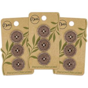 imageDritz Round Stitch Natural 9 Recycled Cotton Buttons 20mm 1316quot 9 CountDark Brown