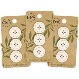 imageDritz Round Stitch Natural 9 Recycled Cotton Buttons 20mm 1316quot 9 CountNatural