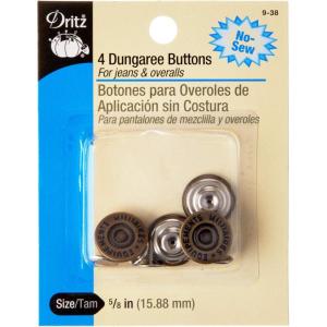 imageDritz 58quot NoSew Dungaree Buttons 4 Sets Antique Brass