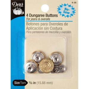 imageDritz 935 NoSew Dungaree Buttons Gilt 58Inch 4Count