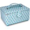 imageDritz Handle on Lid Sewing Basket Blue Retro
