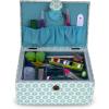 imageDritz Handle on Lid Sewing Basket Blue Retro