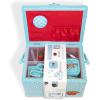 imageDritz Large Kit Aqua Dots Filled Sewing Basket