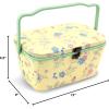 imageDritz Large Oval Yellow Floral Sewing Basket